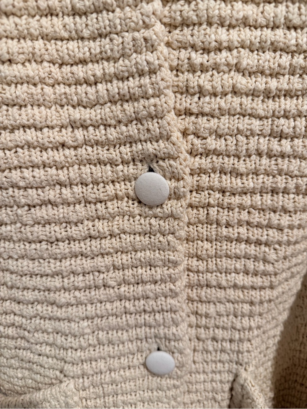Cream Knit Button-Front Jacket - Picture 3 of 8